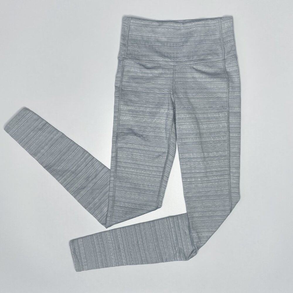 Athleta Jacquard High Rise Chaturanga Light Grey Ankle Leggings XXS - Picture 2 of 13
